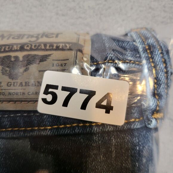 Wrangler Jeans Mens 38x29 Blue Denim Straight Leg Distressed Stretch - Picture 9 of 9